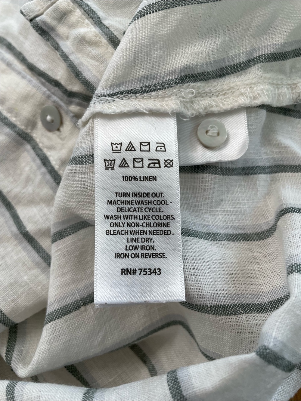 Sigrid Olsen 100% Linen Medium Button Down Shirt Roll Tab Sleeves Button Accent - Picture 8 of 8